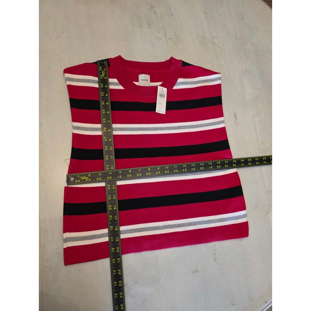 NWT Maeve Anthropologie Noah Muscle Sweater Tank Top Boxy SZ Medium Striped - Picture 7 of 7